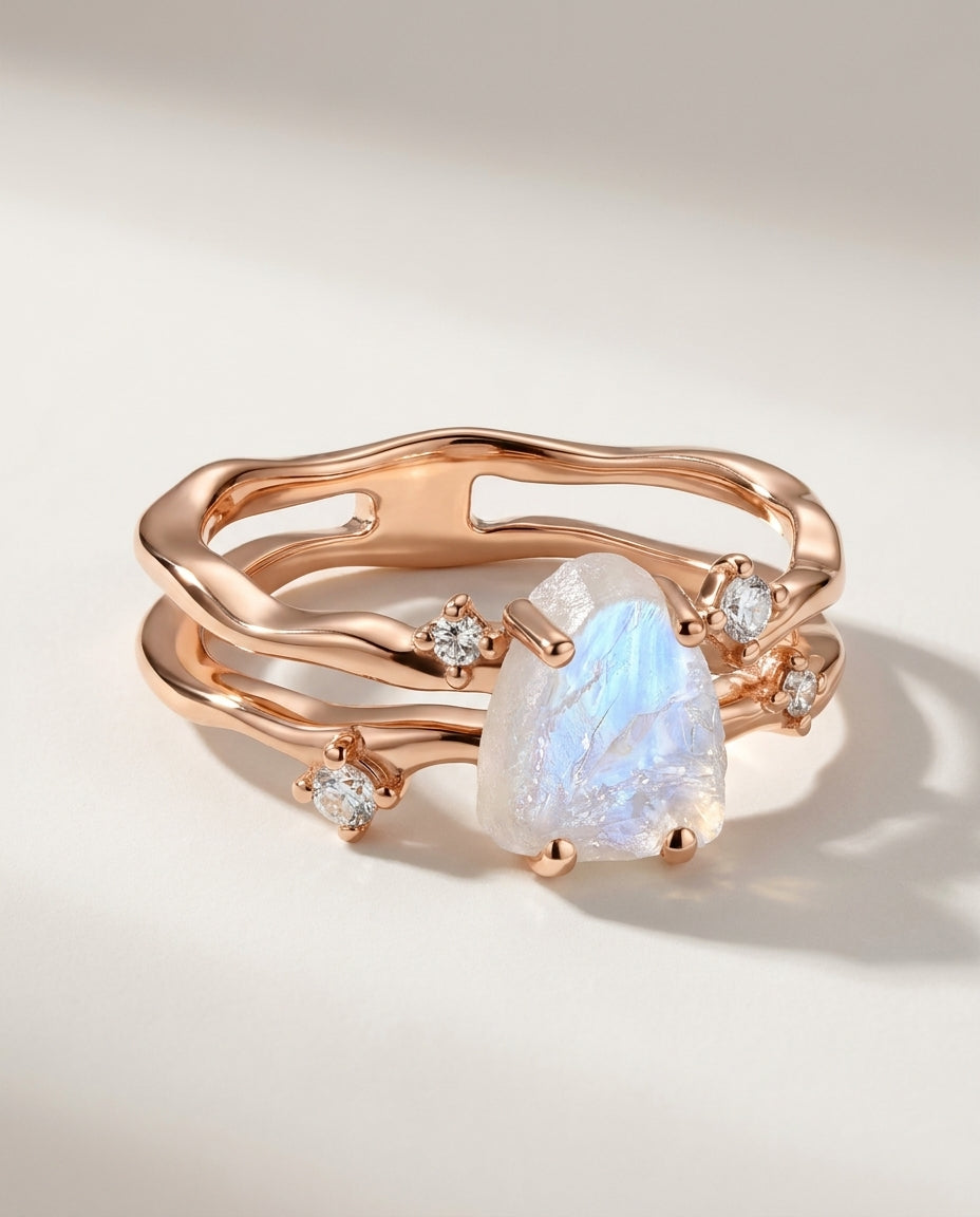 Rivière Ring · Moonstone · 18k Rose Gold Vermeil