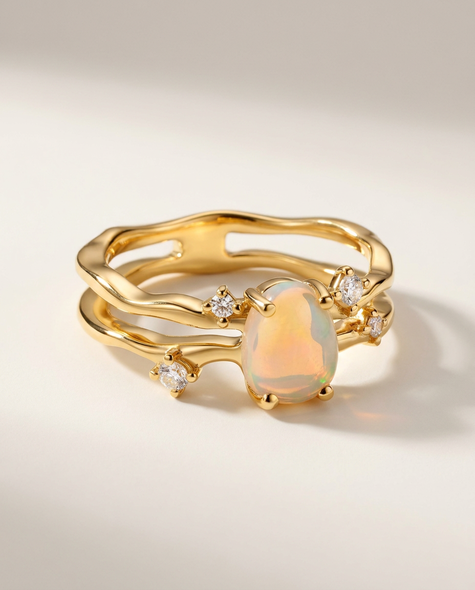 Rivière Ring · Opal · 18k Gold Vermeil