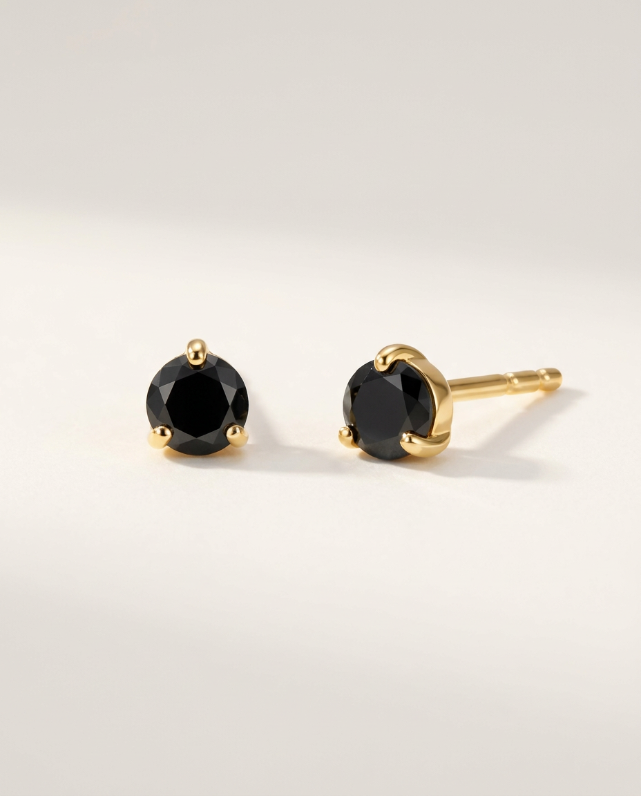 Cercle Studs · Black Obsidian · 18k Gold Vermeil
