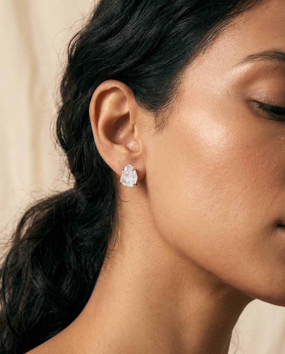 Brut Studs · Moonstone · worn