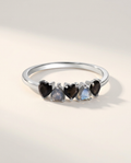 Cœur Ring · Black Obsidian & Labradorite · 925 Sterling Silver