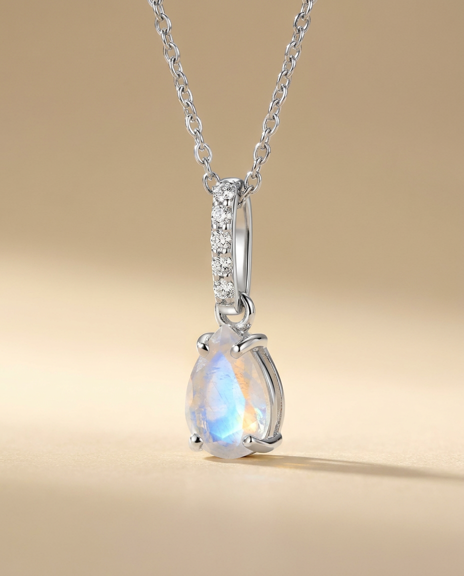Ondine Fine Birthstone Necklace · June · Moonstone · 925 Sterling Silver