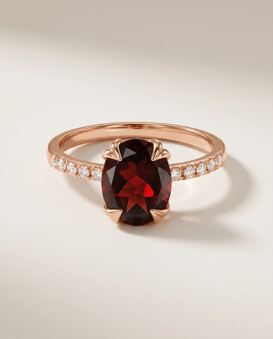 Lumière Ring · Garnet · 18k Rose Gold Vermeil