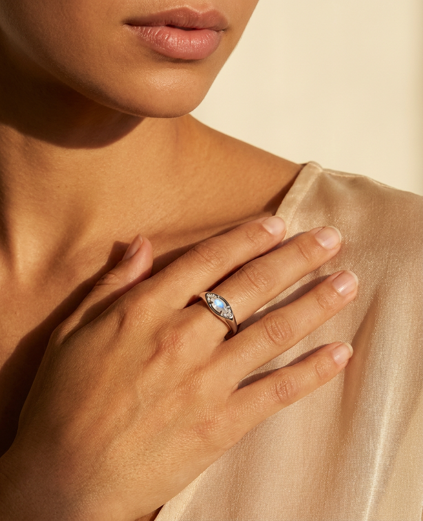 Talisman Ring · Moonstone · worn