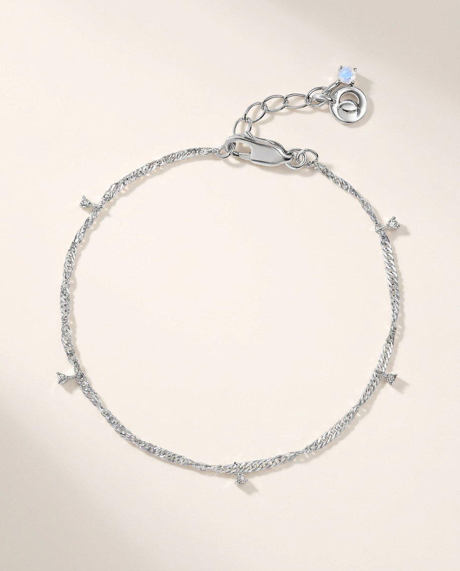 Flot Anklet · White Zircon · 925 Sterling Silver