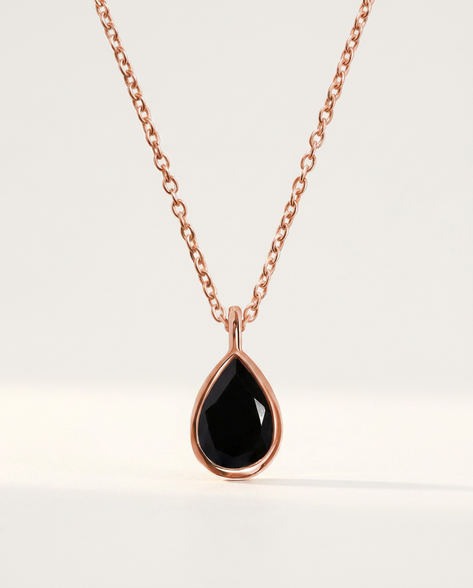 Cœur Secret Necklace · Black Obsidian · 18k Rose Gold Vermeil