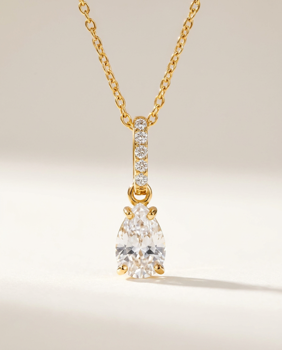 Ondine Fine Birthstone Necklace · April · White Topaz · 18k Gold Vermeil