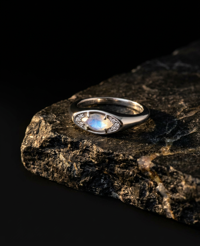 Talisman Ring · Moonstone · onyx