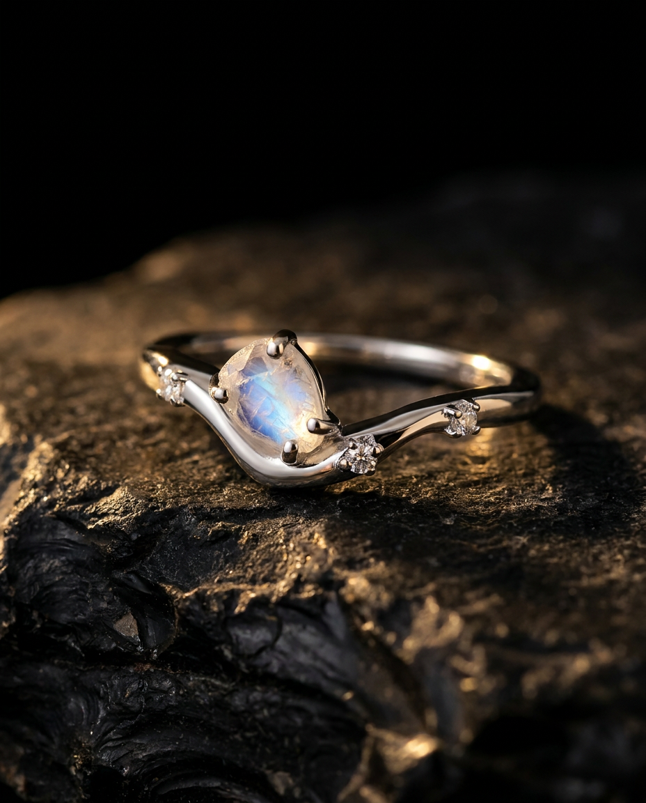Origine Ring · Raw Moonstone · onyx