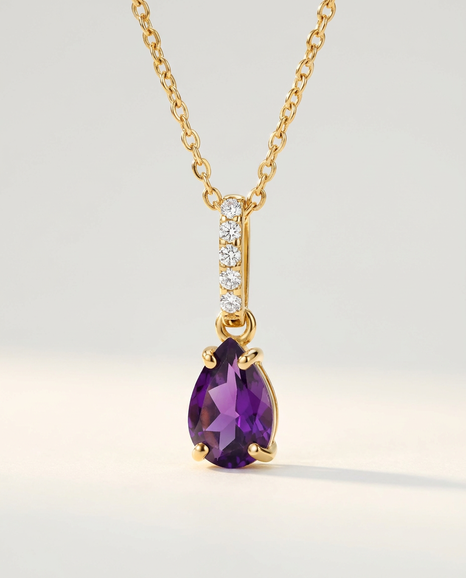 Ondine Fine Birthstone Necklace · February · Amethyst · 18k Gold Vermeil