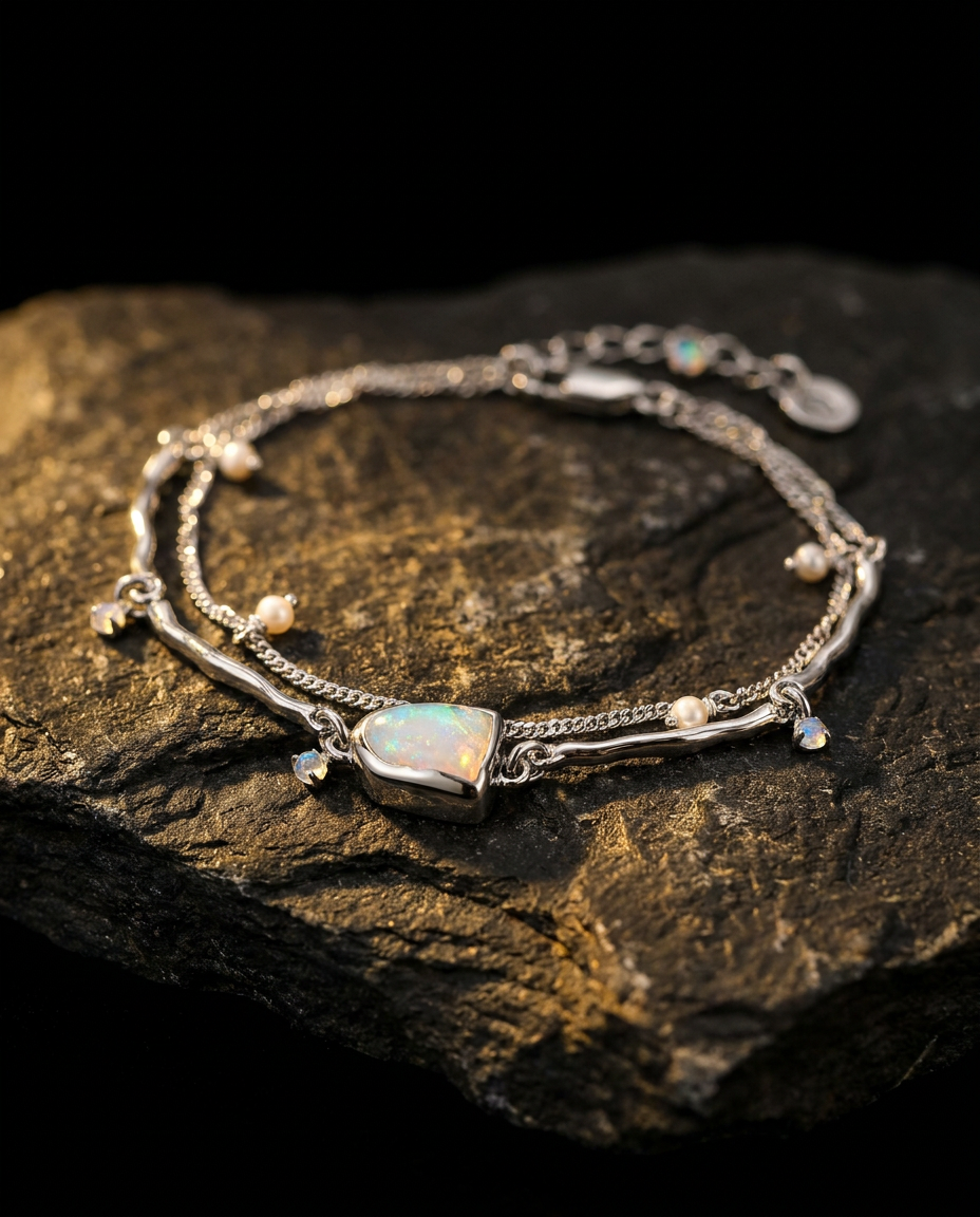Héritage Bracelet · Moonstone & Pearl · onyx