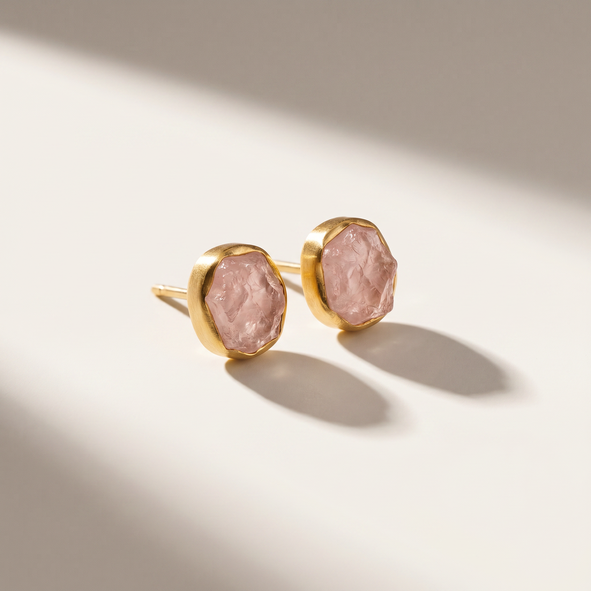 Elara Studs - Rose Quartz