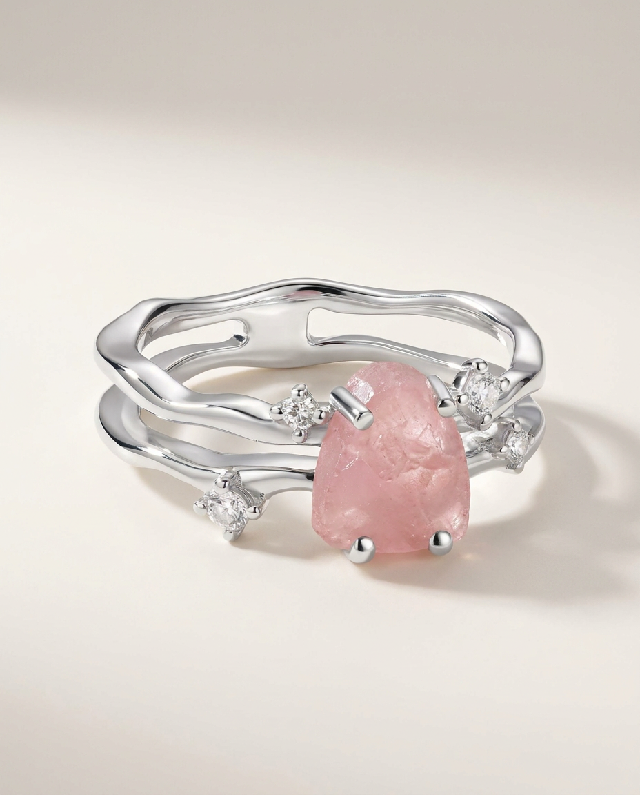 Rivière Ring · Rose Quartz · 925 Sterling Silver