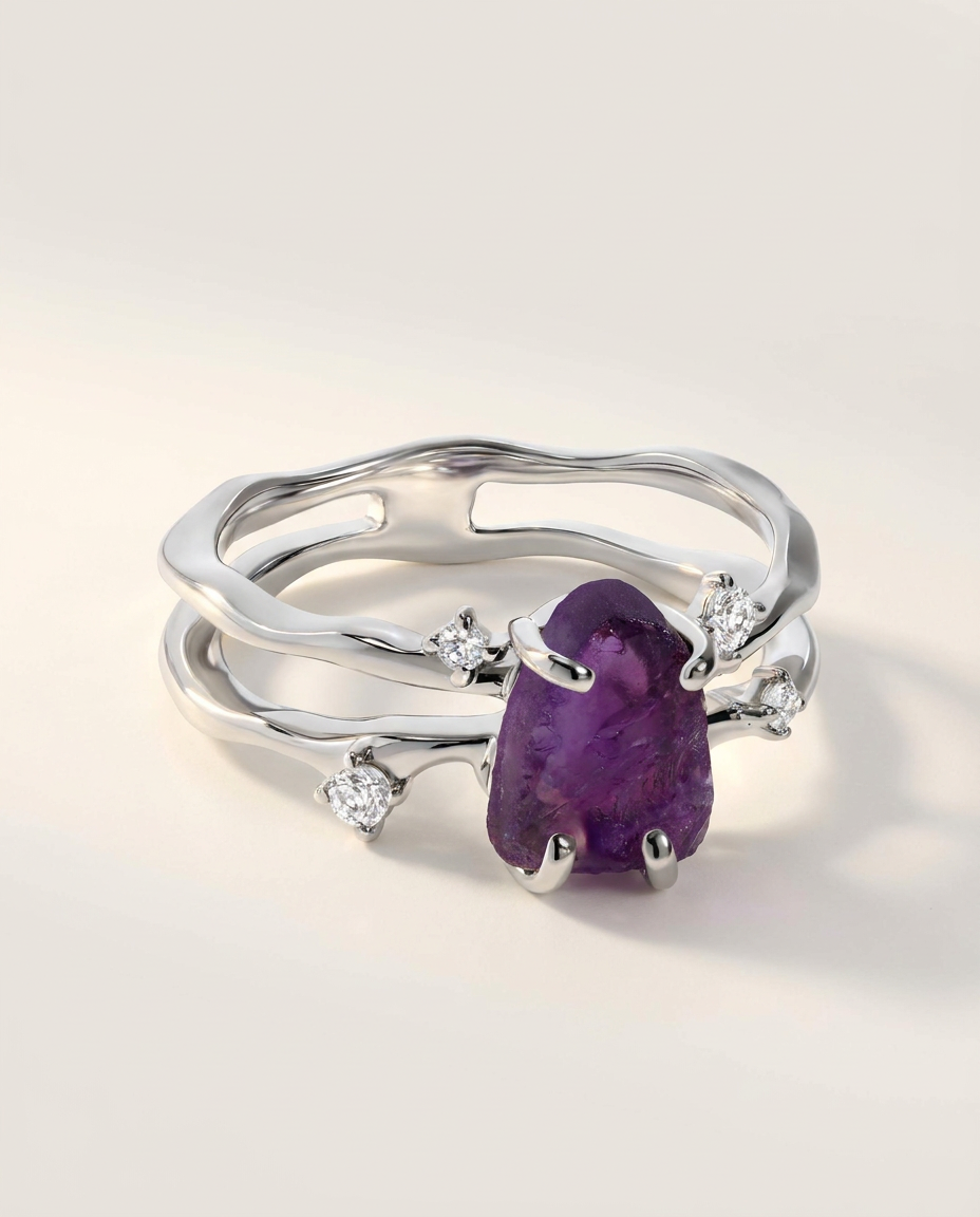 Rivière Ring · Amethyst · 925 Sterling Silver