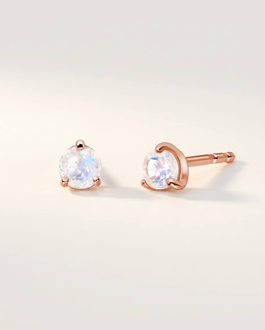 Cercle Studs · Moonstone · 18k Rose Gold Vermeil