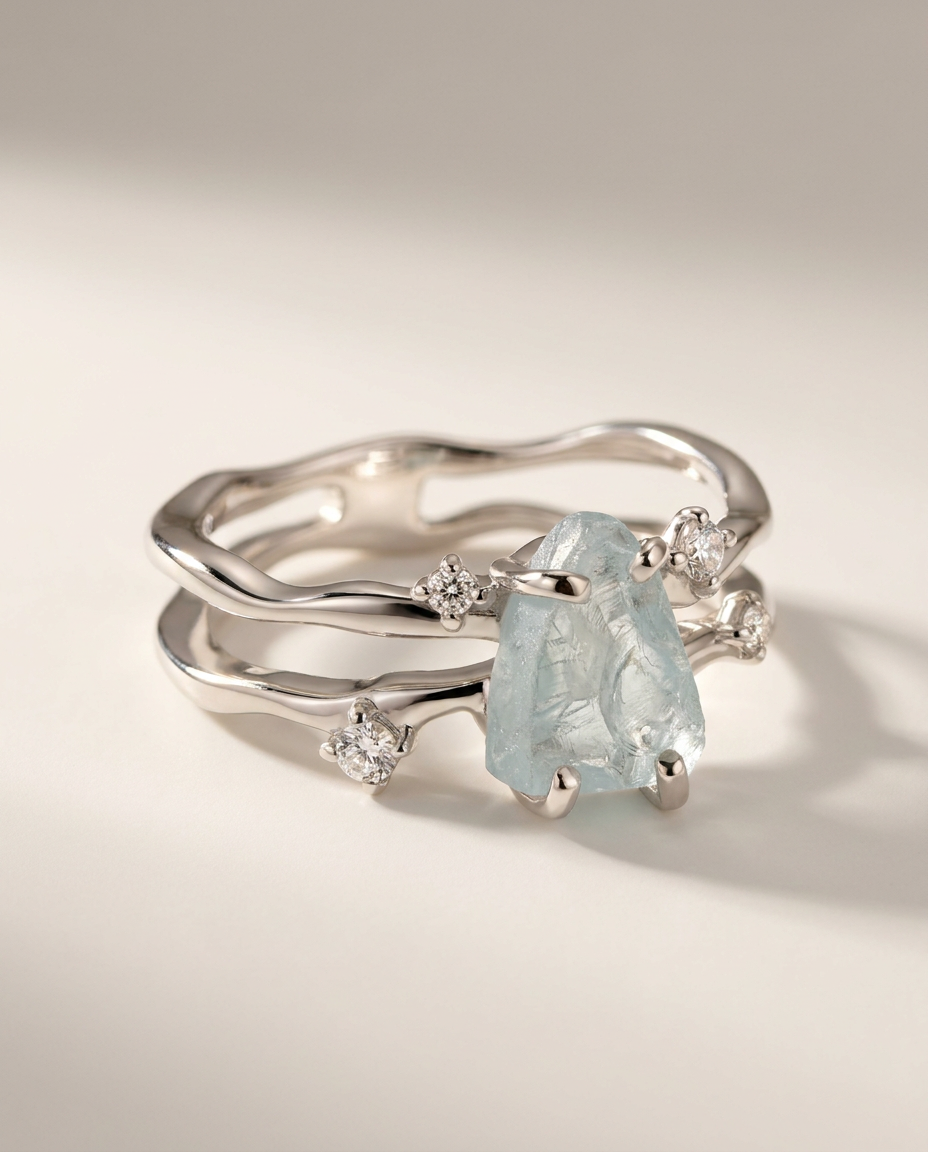 Rivière Ring · Aquamarine · 925 Sterling Silver