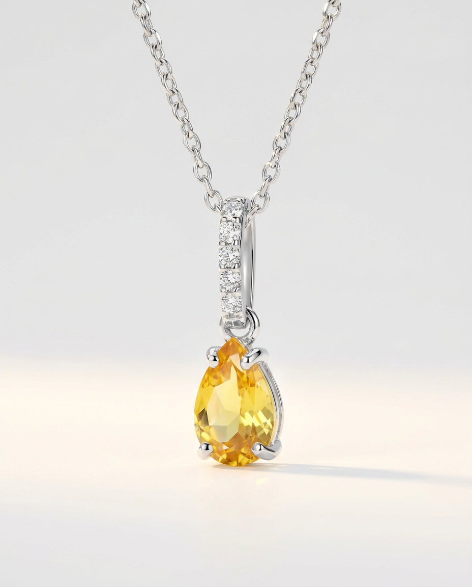 Ondine Fine Birthstone Necklace · November · Citrine · 925 Sterling Silver