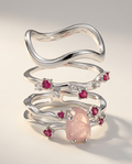Rivière Trio · Rose Quartz & Ruby · 925 Sterling Silver