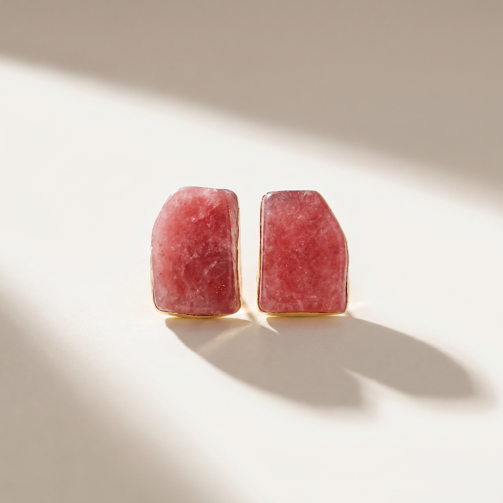 Elara Studs - Strawberry Quartz