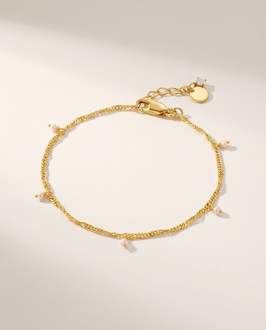 Flot Anklet · Pearl · 18k Gold Vermeil