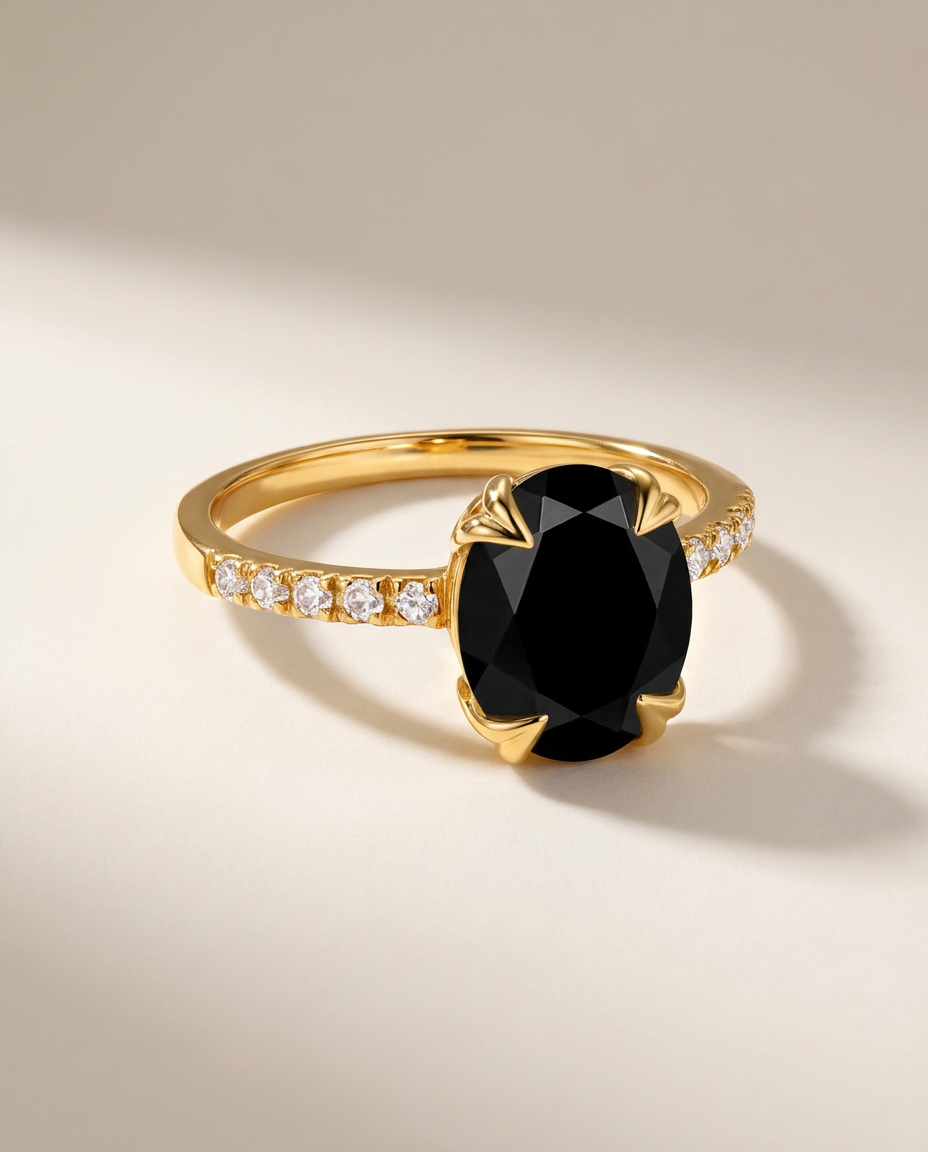 Lumière Ring · Black Obsidian · 18k Gold Vermeil