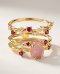 Rivière & Étoile Duo · Rose Quartz & Ruby · 18k Gold Vermeil