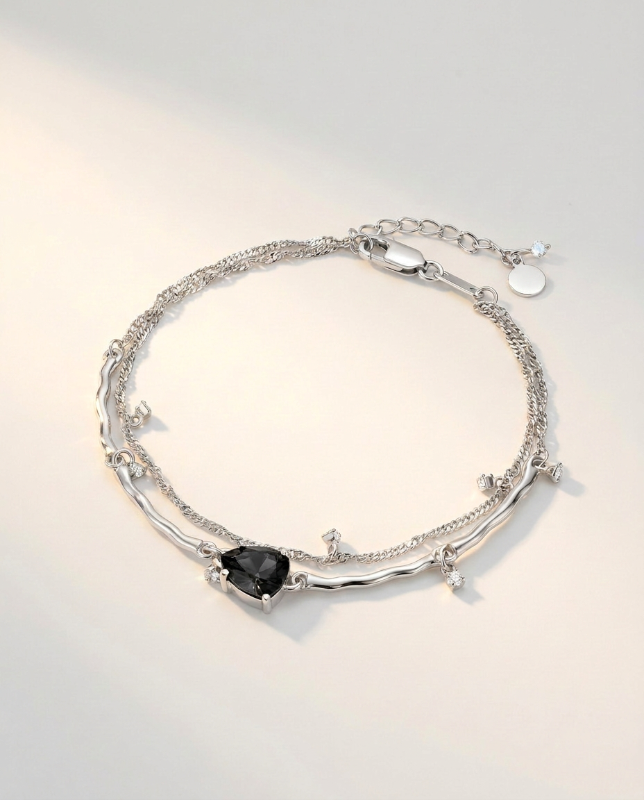 Rivière Bracelet · Black Obsidian · 925 Sterling Silver