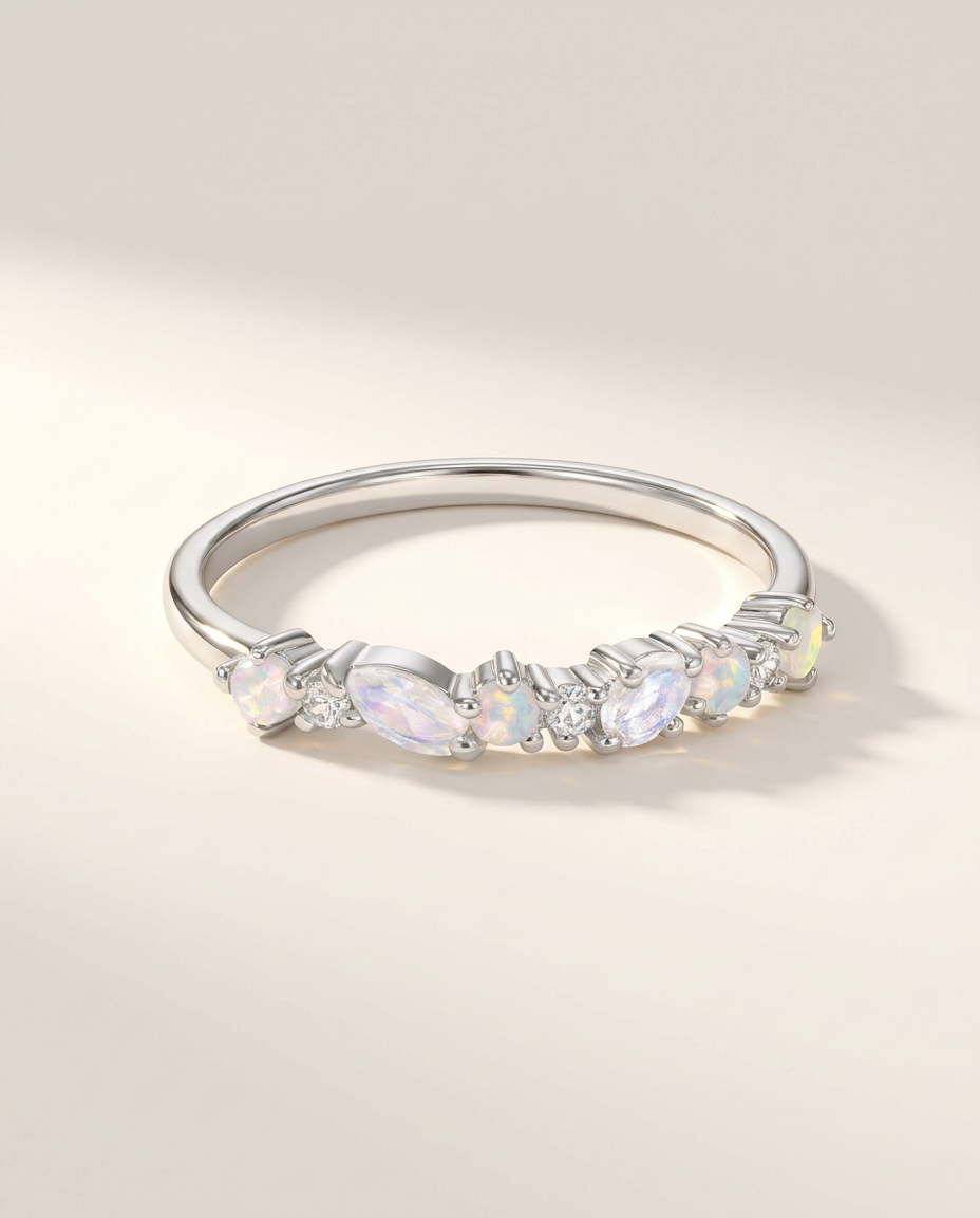 Grâce Ring · Moonstone & Opal · 925 Sterling Silver