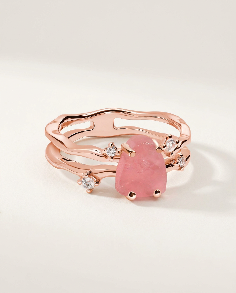 Rivière Ring · Rose Quartz · 18k Rose Gold Vermeil
