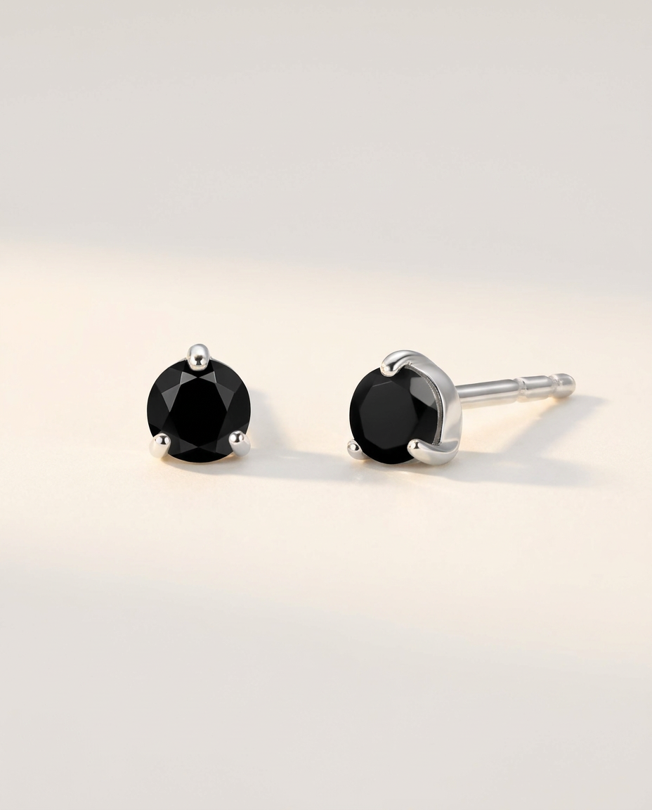 Cercle Studs · Black Obsidian · 925 Sterling Silver