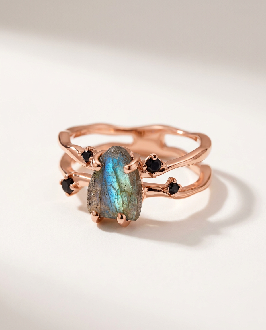 Rivière Ring · Labradorite · 18k Rose Gold Vermeil