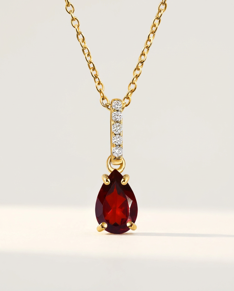 Ondine Fine Birthstone Necklace · January · Garnet · 18k Gold Vermeil