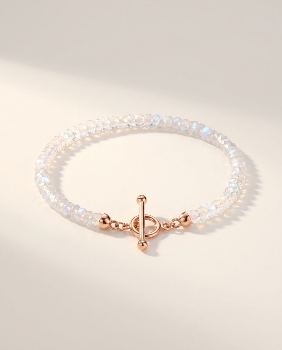 Perles Bracelet · Moonstone · 18k Rose Gold Vermeil