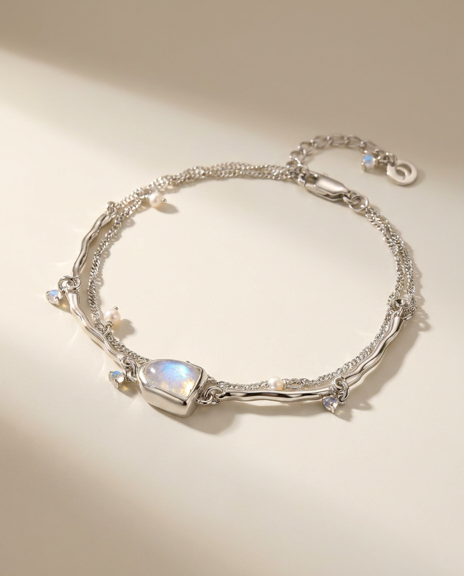 Héritage Bracelet · Moonstone & Pearl · 925 Sterling Silver