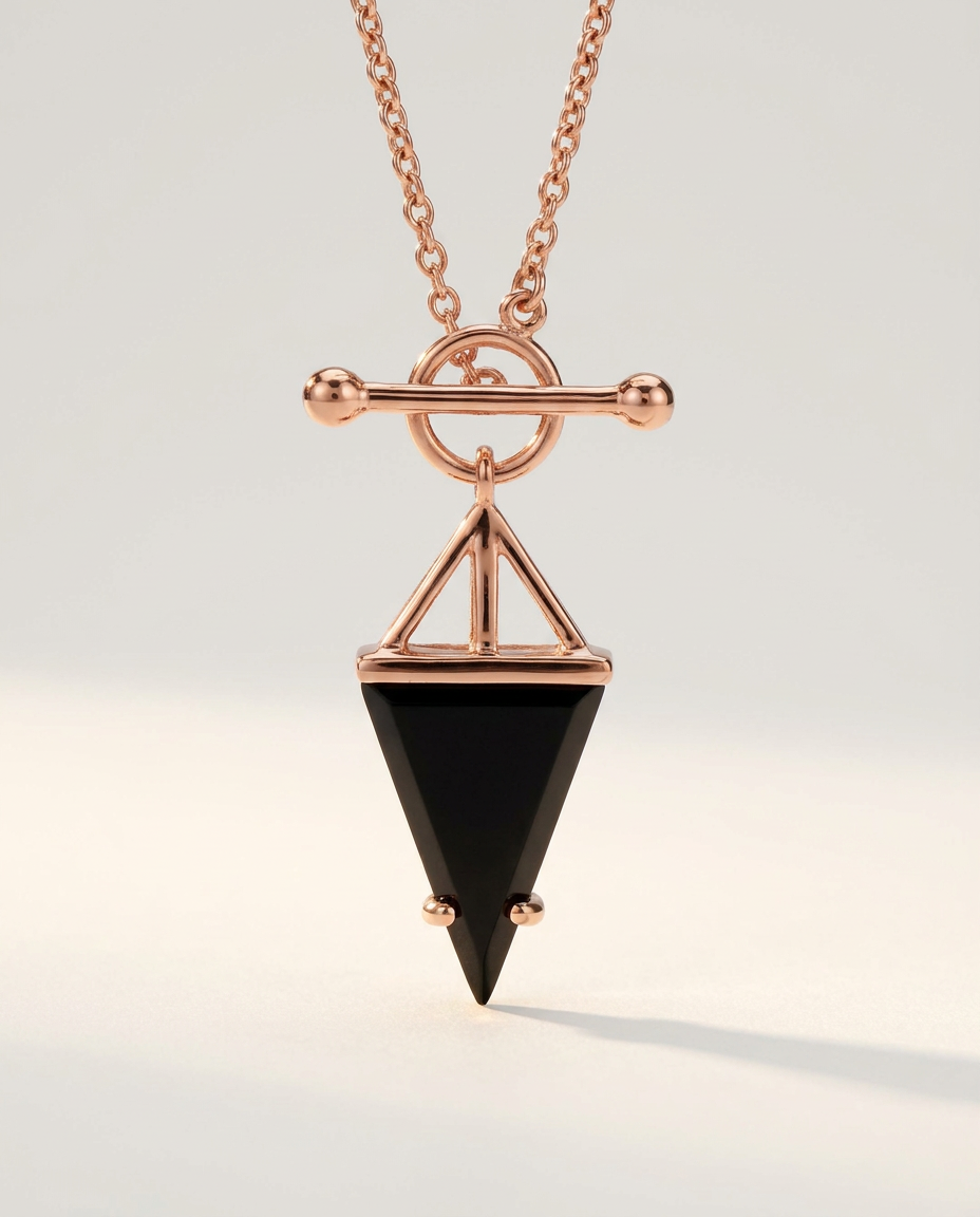 Héroïne Necklace · Black Obsidian · 18k Rose Gold Vermeil