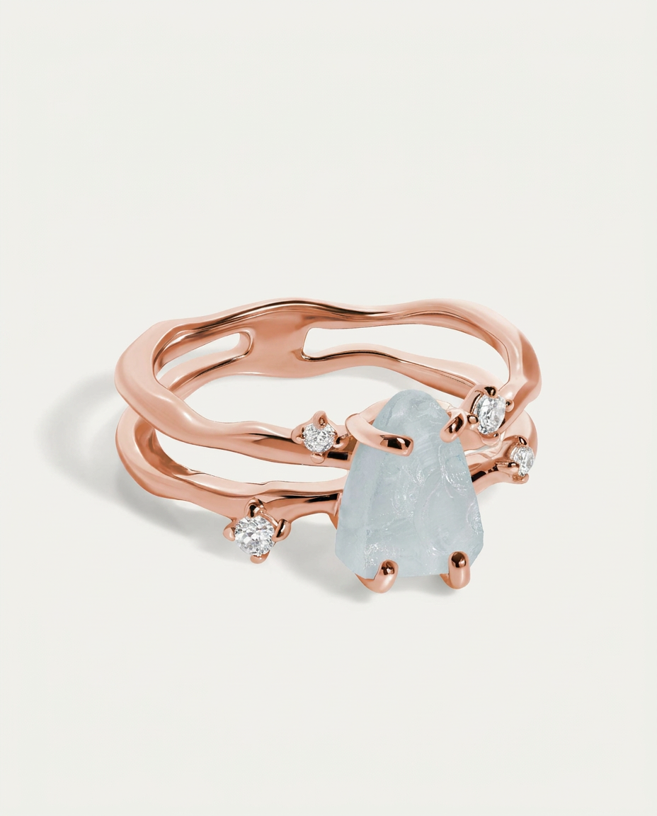 Rivière Ring · Aquamarine · 18k Rose Gold Vermeil