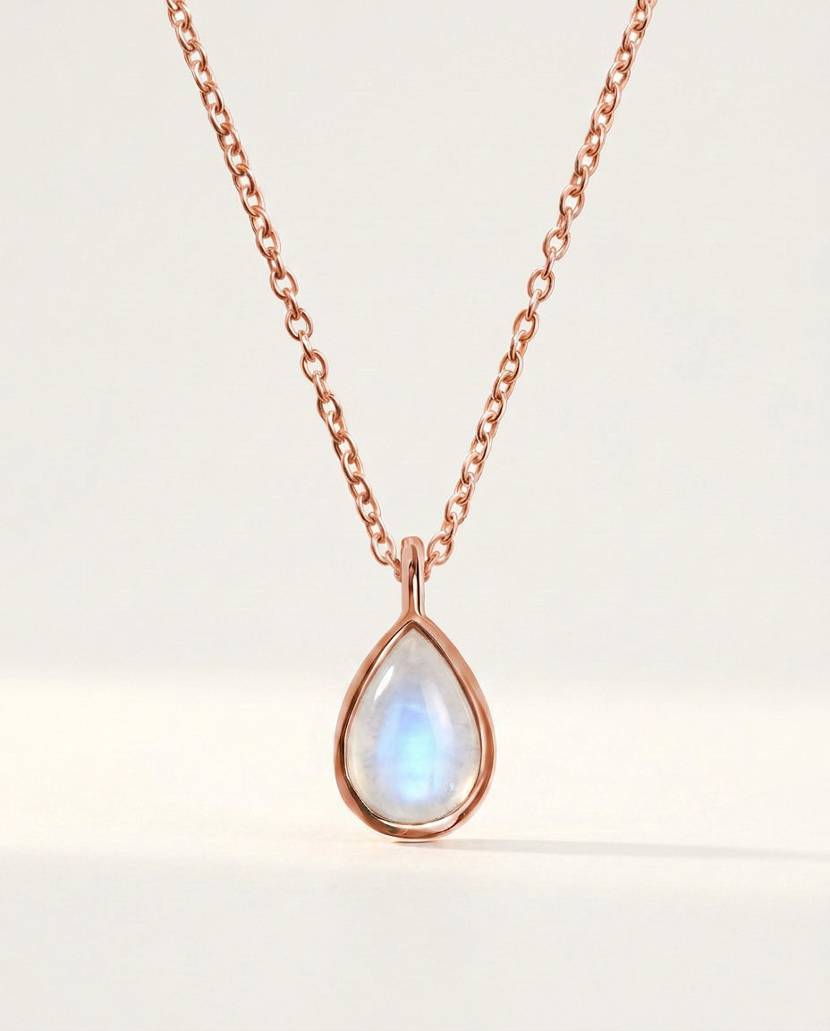 Cœur Secret Necklace · Moonstone · 18k Rose Gold Vermeil