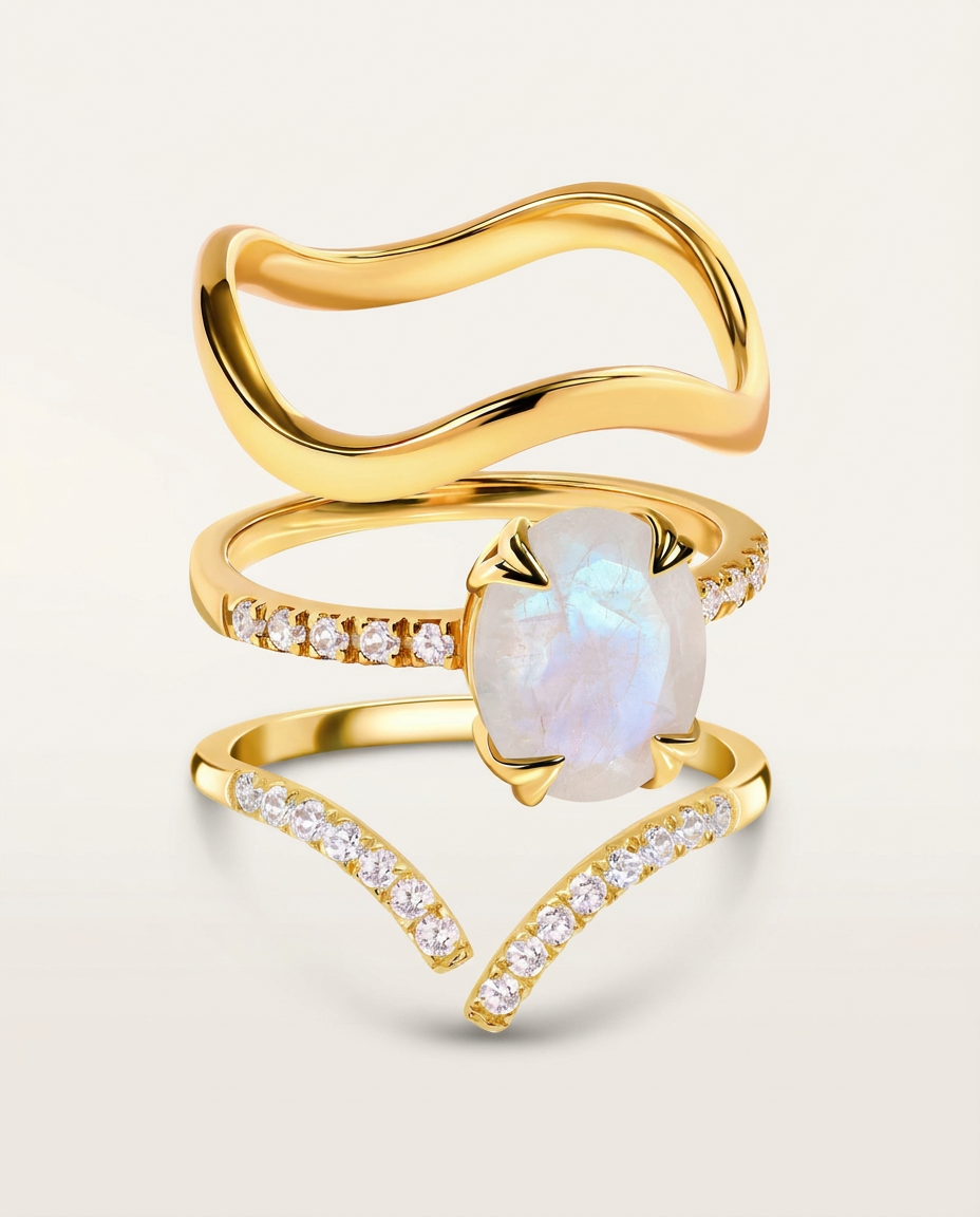 Lumière Trio · Moonstone · 18k Gold Vermeil