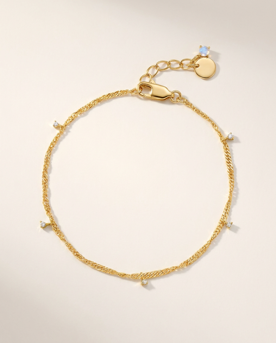 Flot Anklet · White Zircon · 18k Gold Vermeil