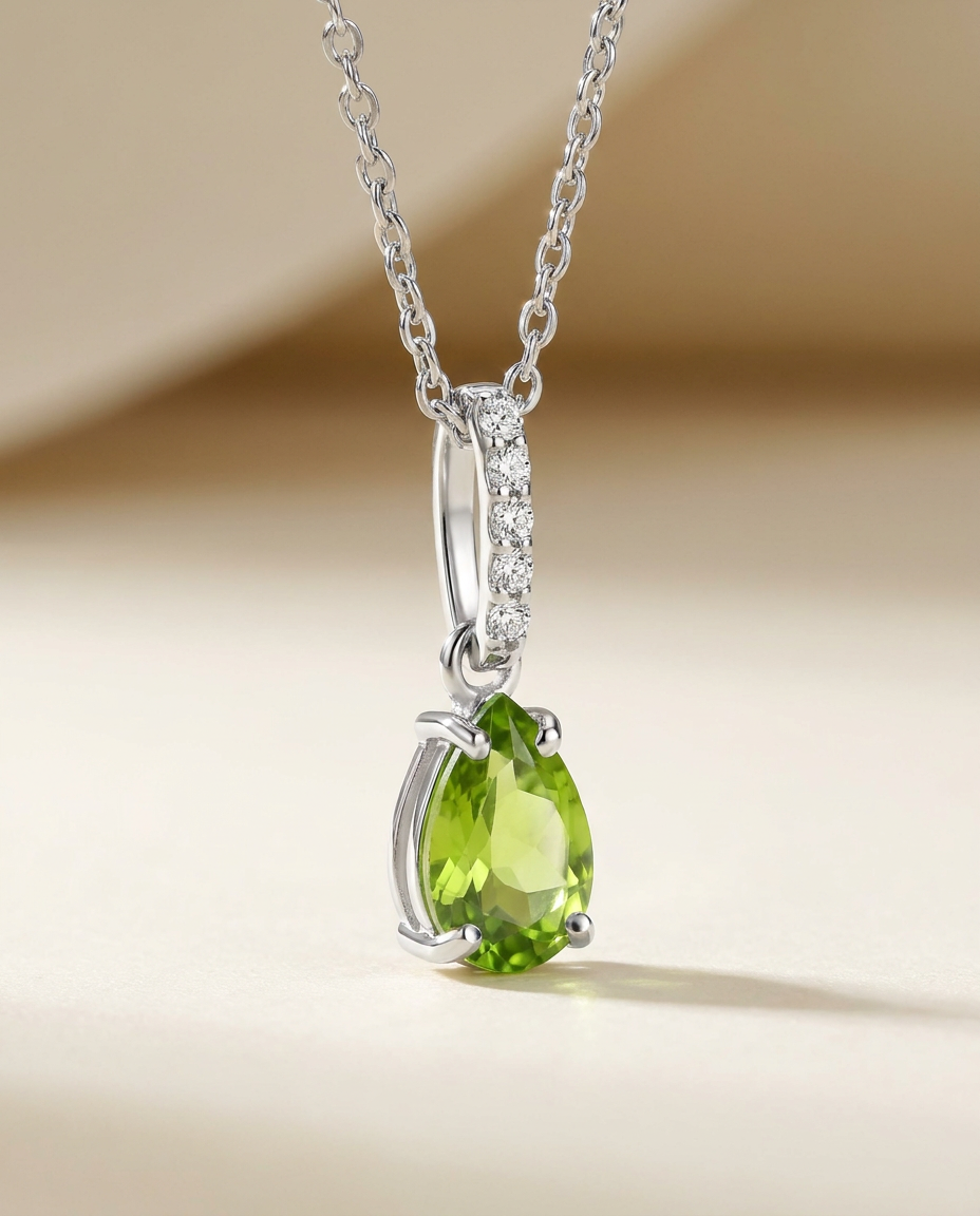 Ondine Fine Birthstone Necklace · August · Peridot · 925 Sterling Silver