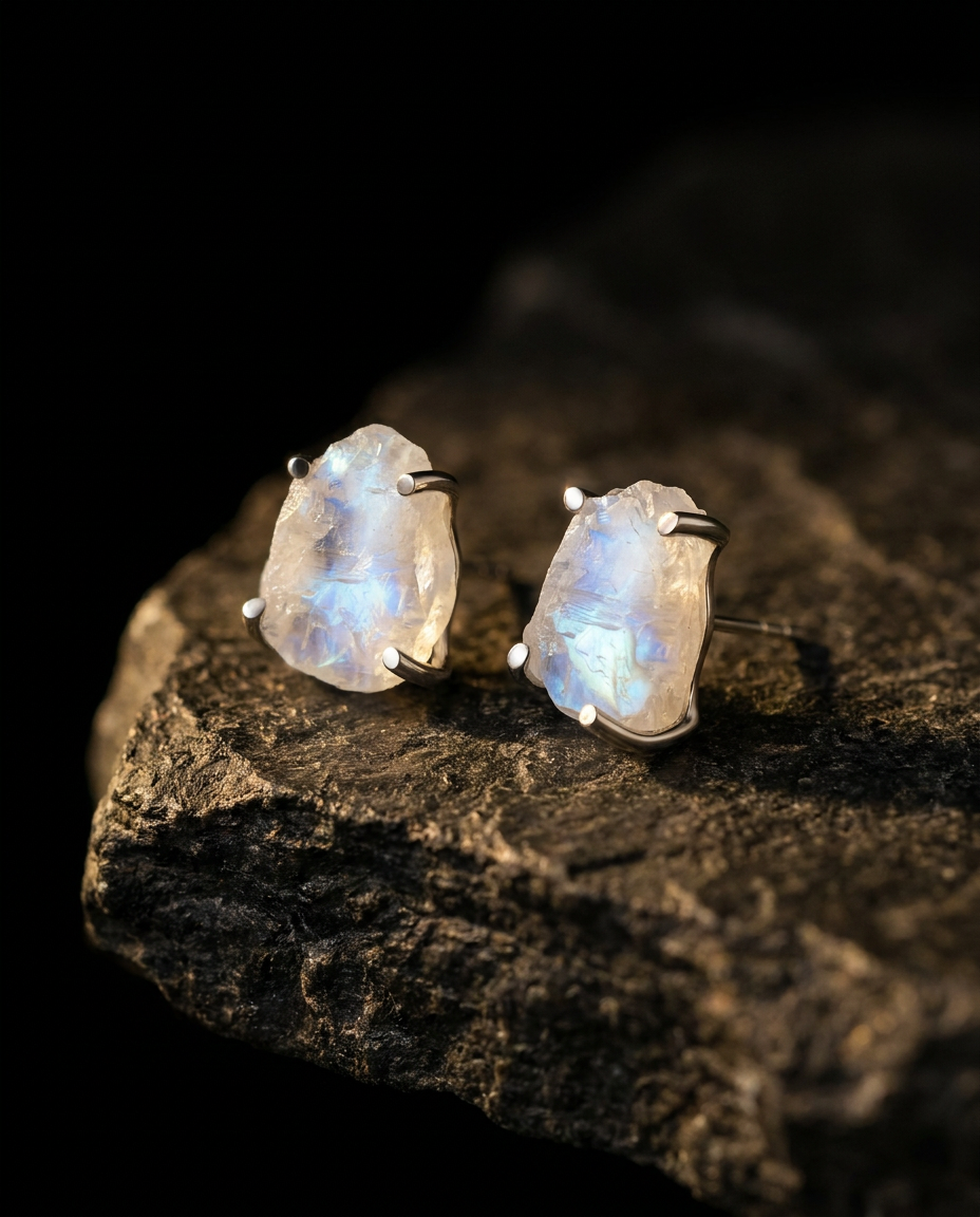 Brut Studs · Moonstone · onyx
