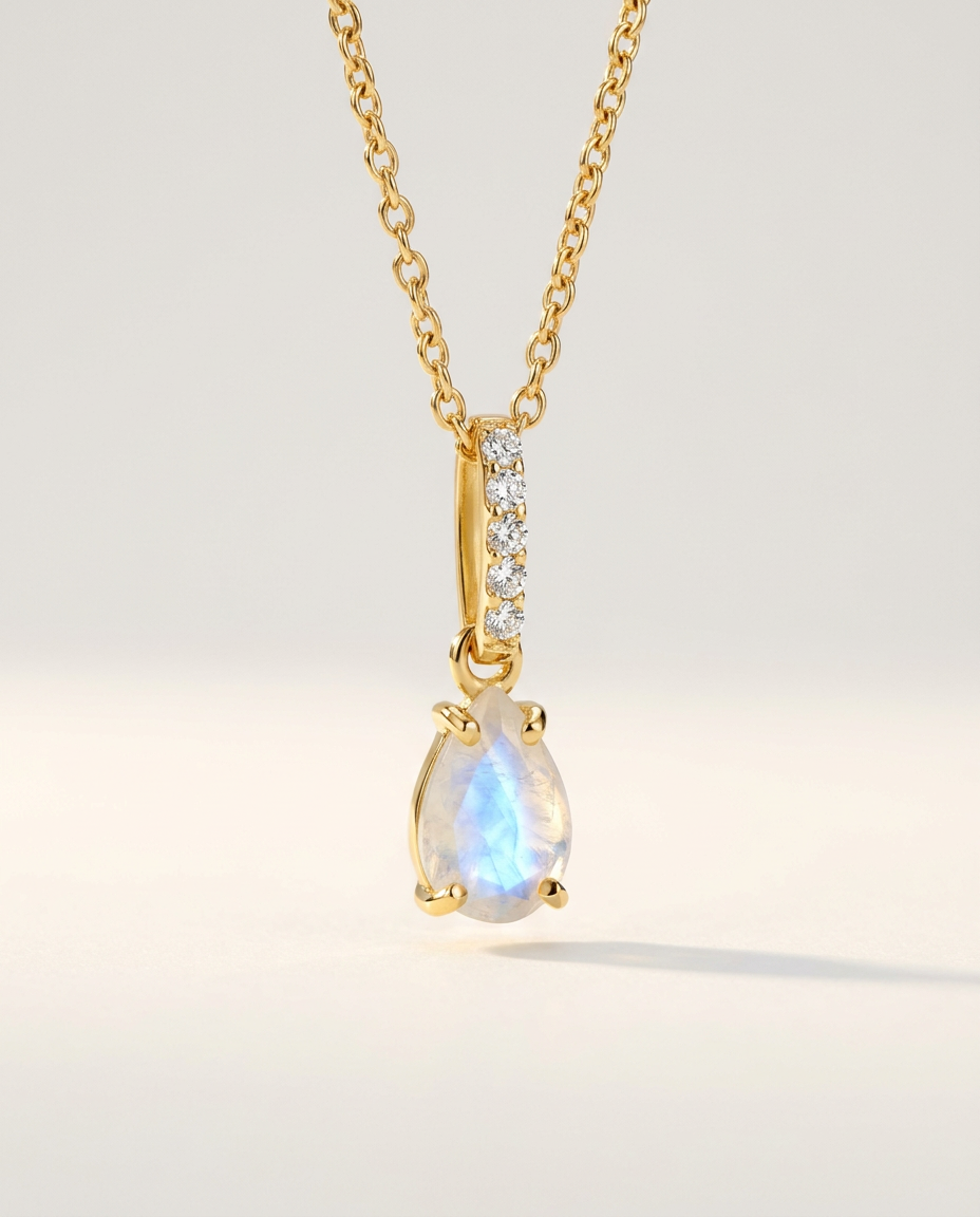 Ondine Fine Birthstone Necklace · June · Moonstone · 18k Gold Vermeil