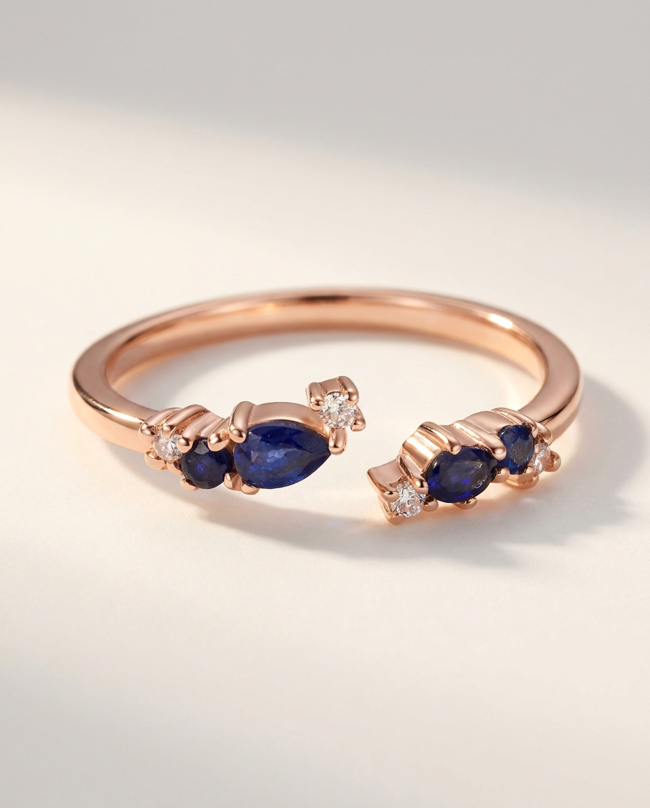 Éclore Ring · Blue Sapphire · 18k Rose Gold Vermeil