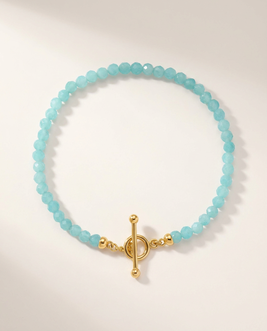Perles Bracelet · Amazonite · 18k Gold Vermeil