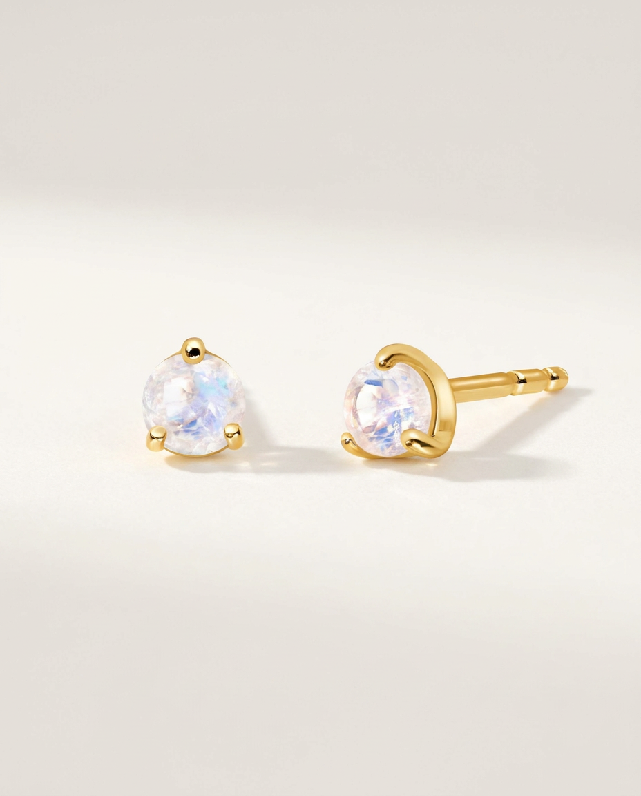 Cercle Studs · Moonstone · 18k Gold Vermeil