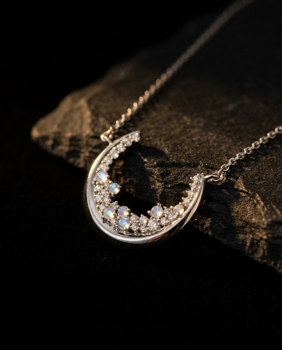 Luna Necklace · Moonstone · onyx