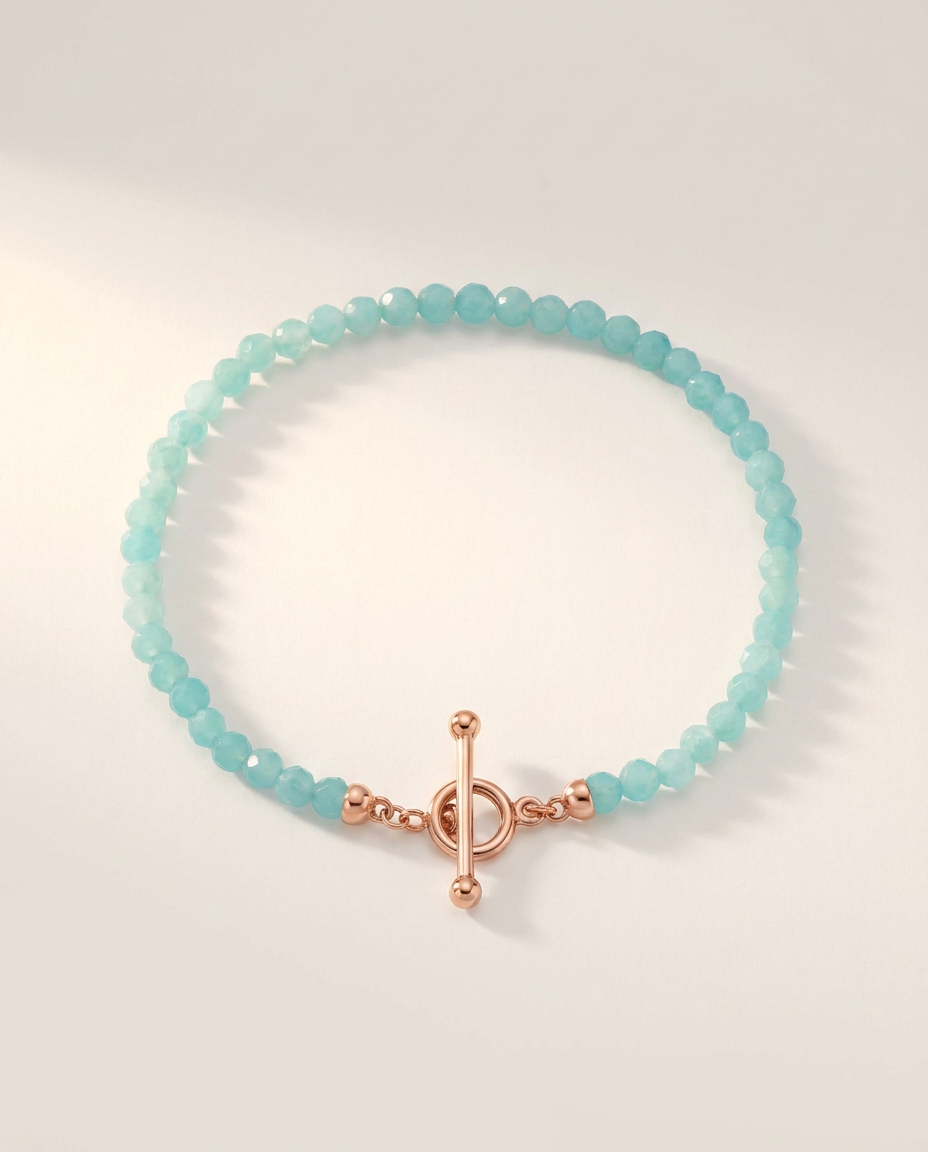 Perles Bracelet · Amazonite · 18k Rose Gold Vermeil