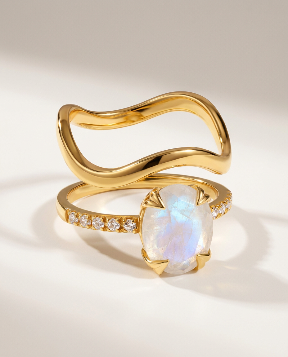 Lumière & Onde Duo · Moonstone · 18k Gold Vermeil