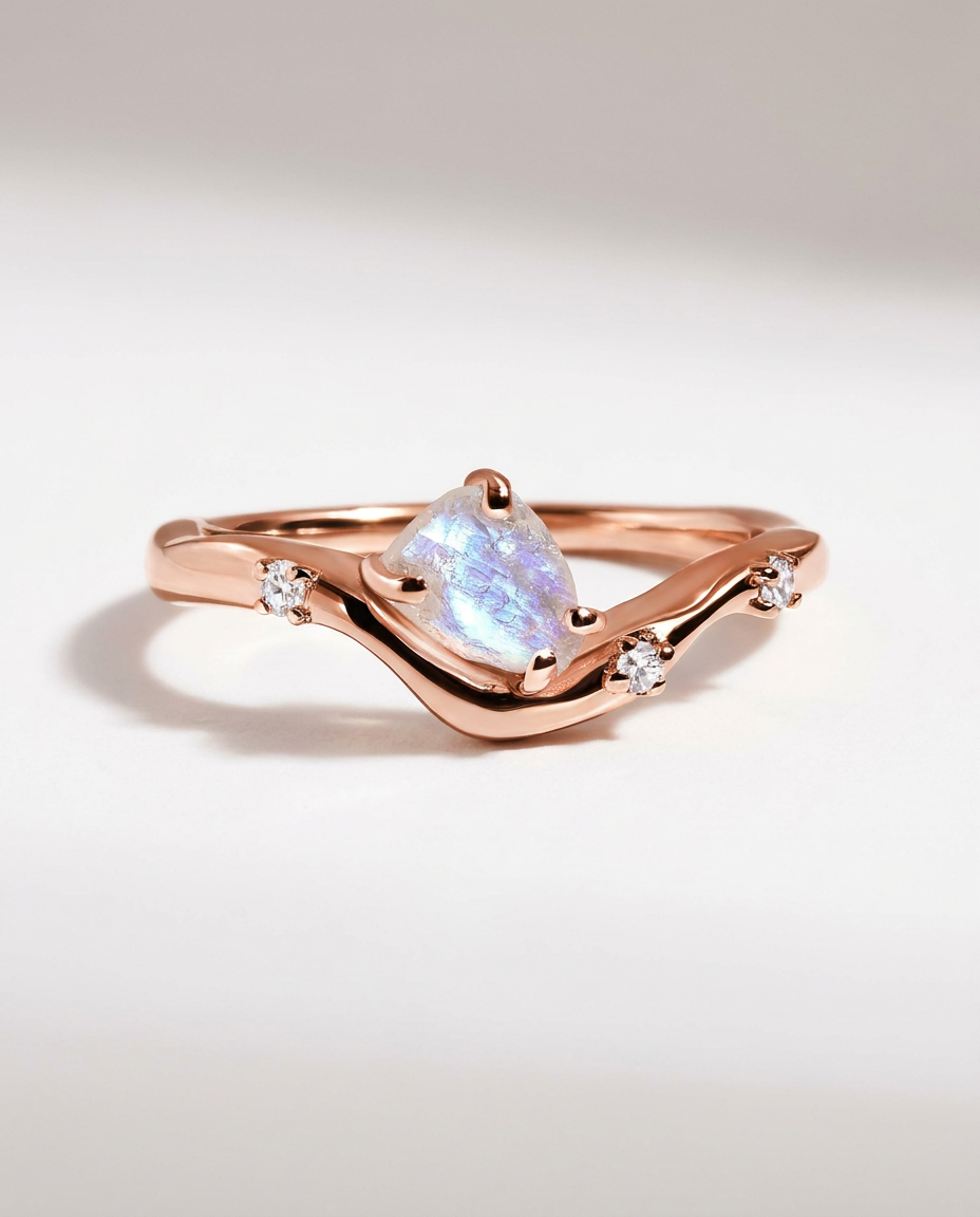 Origine Ring · Raw Moonstone · 18k Rose Gold Vermeil