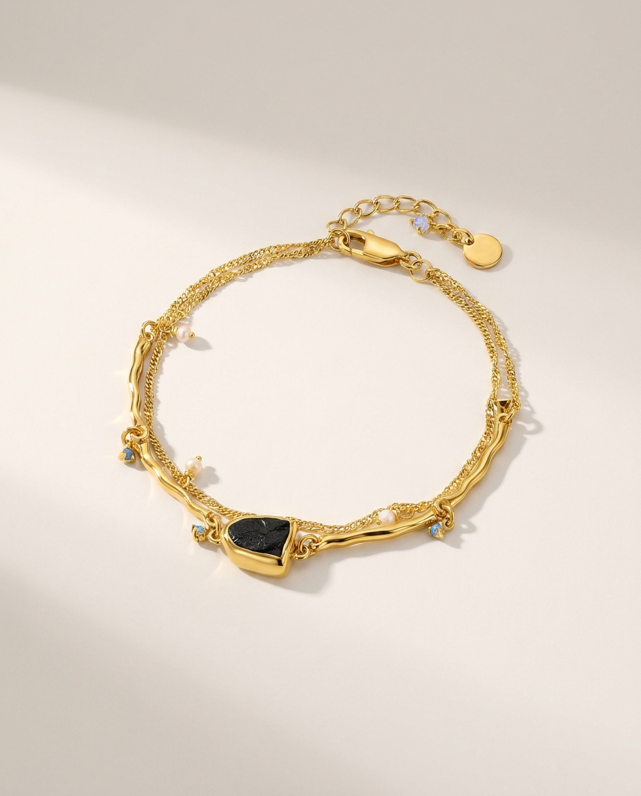 Héritage Bracelet · Black Obsidian · 18k Gold Vermeil